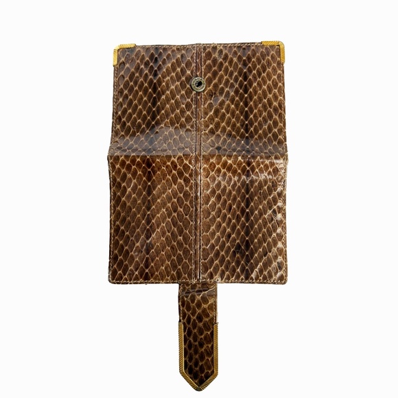 Judith Leiber Wallet Snakeskin Leather Small Card Holder Bifold Vintage Rare - Picture 6 of 8